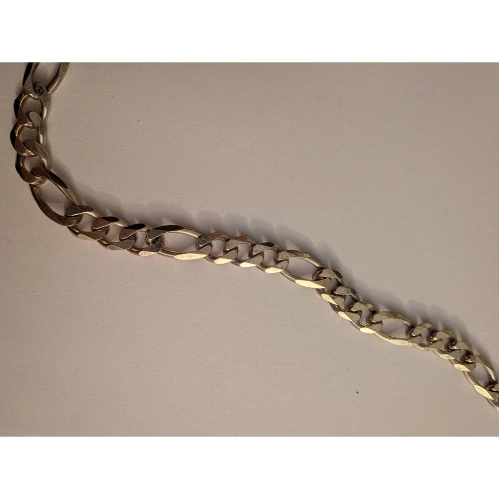 925 Sterling Silver 72 grams Vintage Figaro Link Chain Necklace Italy Stamped